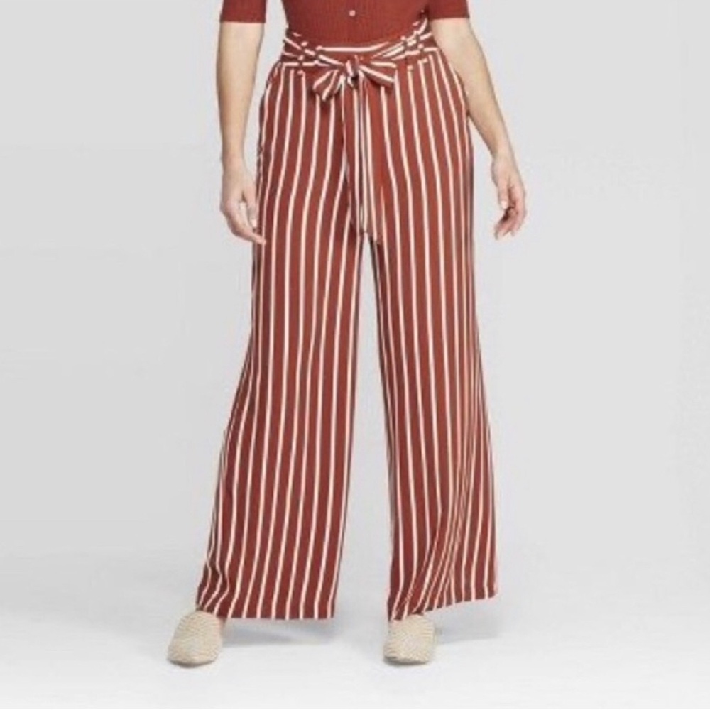 A New Day Burnt Orange Striped Wide Leg Pants